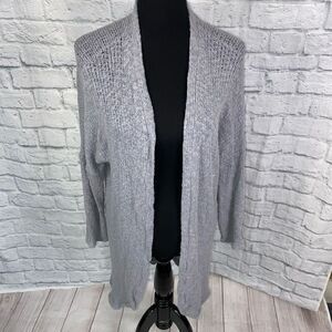 Say what women S cotton blend grey open front knit long cardigan